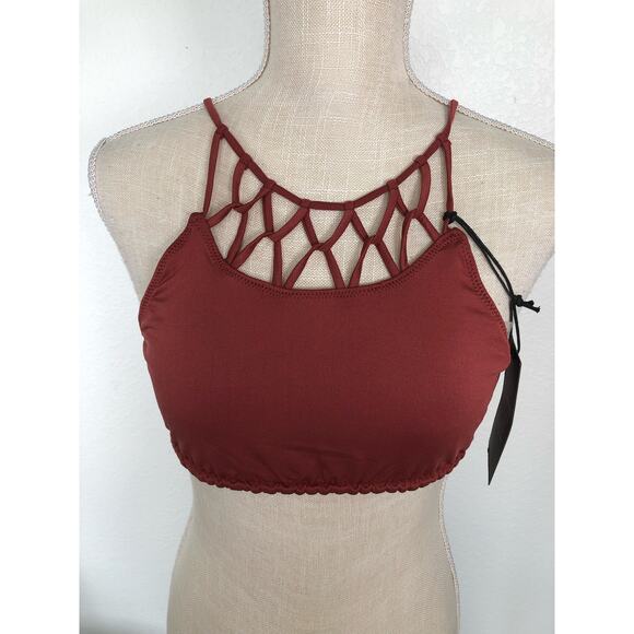 Chaser Rust Red Looped Bikini Top -M - Picture 1 of 5